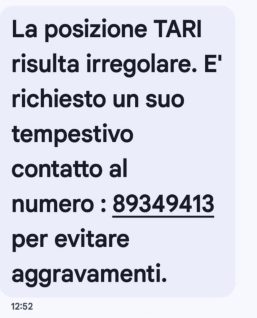 ATTENZIONE TENTATA TRUFFA SOLLECITI TARI