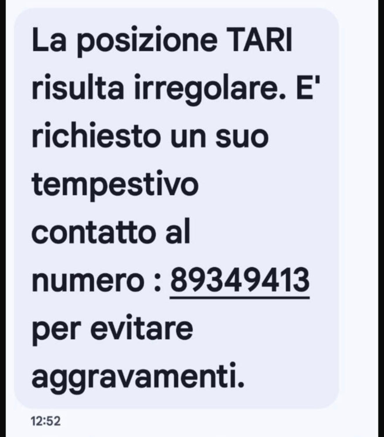 ATTENZIONE TENTATA TRUFFA SOLLECITI TARI